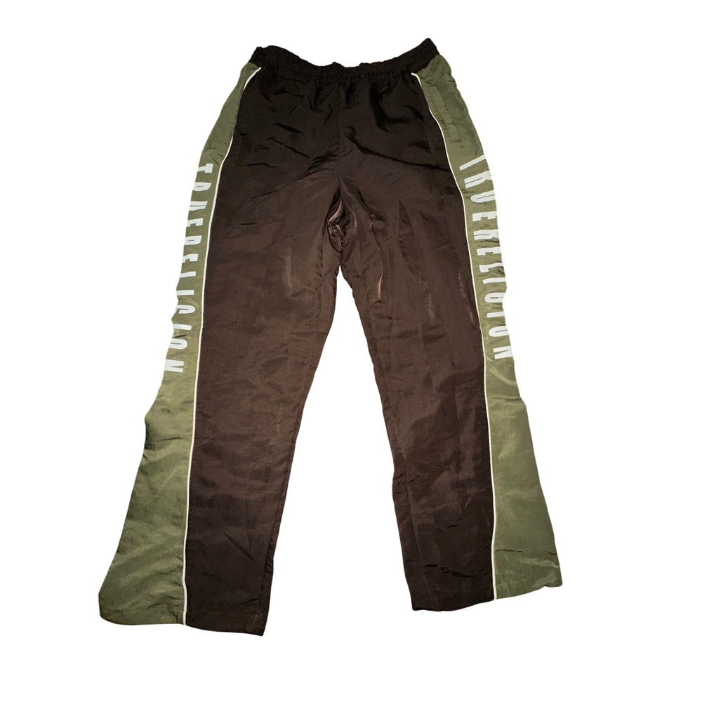 True Religion Mens Color Block Nylon New Joggers Dark Brown Green Anorak Medium